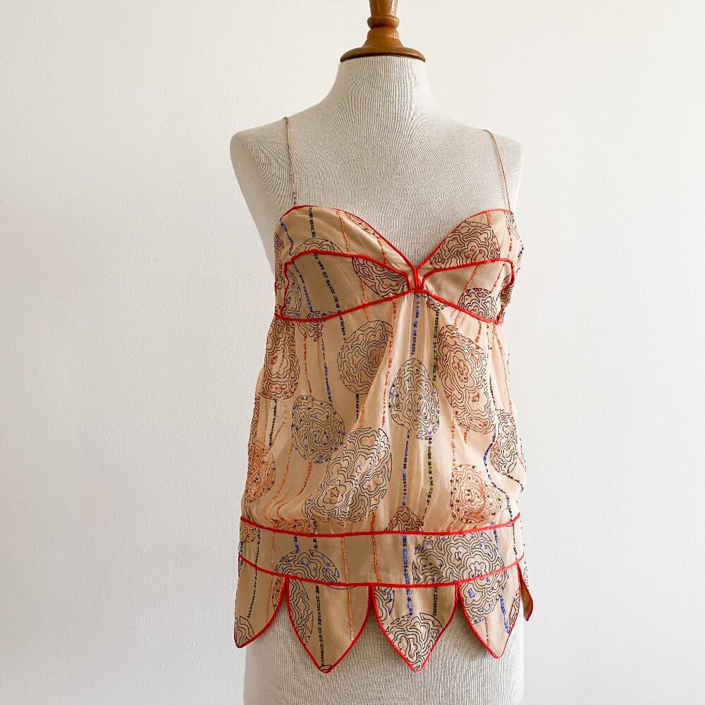 Sass & Bide Silk Chiffon Printed Sequin Tank Blouse Australia 4